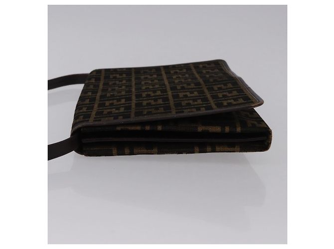 Borsa a Spalla FENDI Zucca Canvas Marrone Oro Auth 192615 D'oro - vista 4