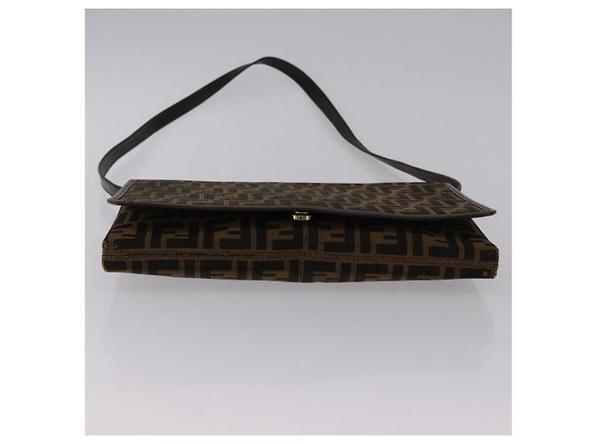 Borsa a Spalla FENDI Zucca Canvas Marrone Oro Auth 192615 D'oro - vista 5