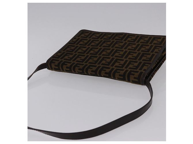 Borsa a Spalla FENDI Zucca Canvas Marrone Oro Auth 192615 D'oro - vista 6