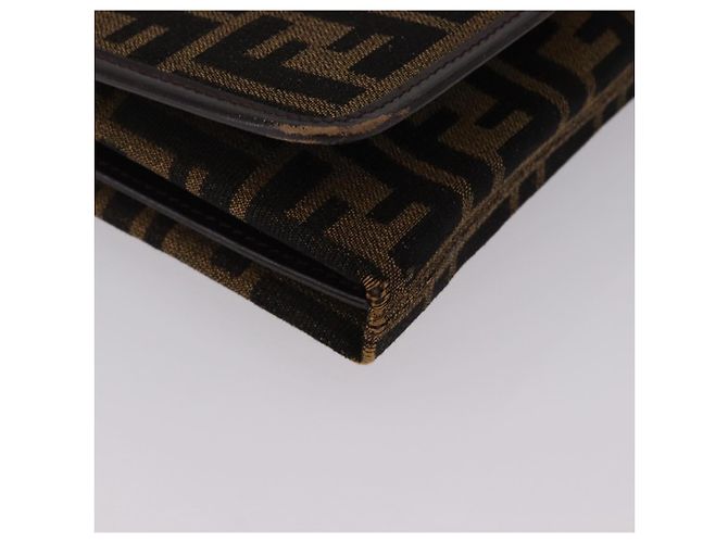 Borsa a Spalla FENDI Zucca Canvas Marrone Oro Auth 192615 D'oro - vista 9
