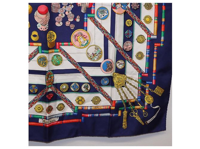 Hermès HERMES Sciarpa Carre 90 Scarf Pwlile Mcuin Seta Navy Auth bs36330 Blu navy - vista 10