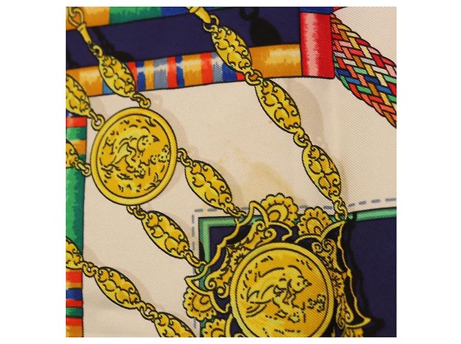 Hermès HERMES Sciarpa Carre 90 Scarf Pwlile Mcuin Seta Navy Auth bs36330 Blu navy - vista 12