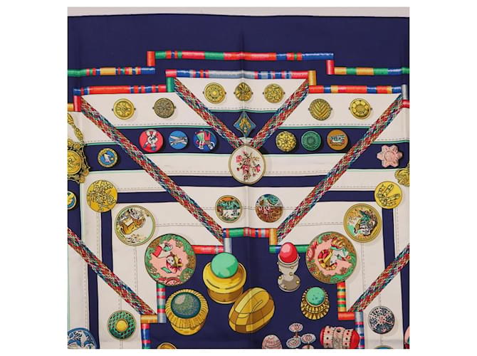 Hermès HERMES Sciarpa Carre 90 Scarf Pwlile Mcuin Seta Navy Auth bs36330 Blu navy - vista 3