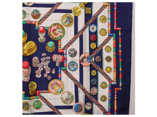 Hermès HERMES Sciarpa Carre 90 Scarf Pwlile Mcuin Seta Navy Auth bs36330 Blu navy - vista 7