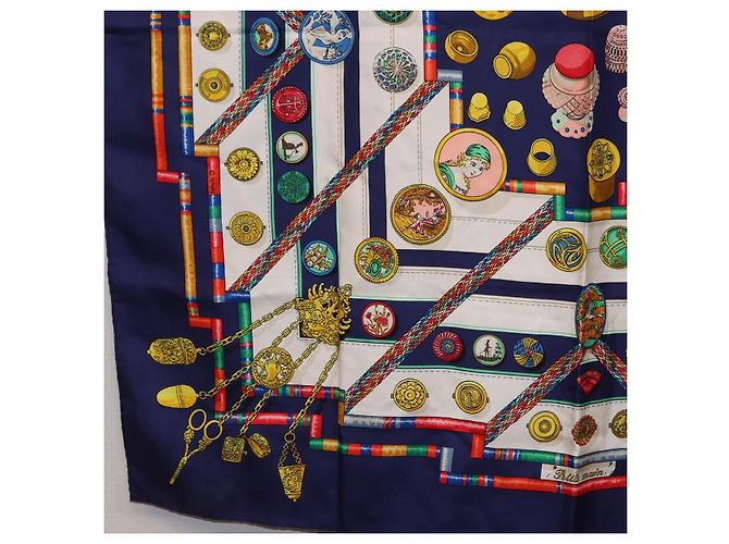 Hermès HERMES Sciarpa Carre 90 Scarf Pwlile Mcuin Seta Navy Auth bs36330 Blu navy - vista 8
