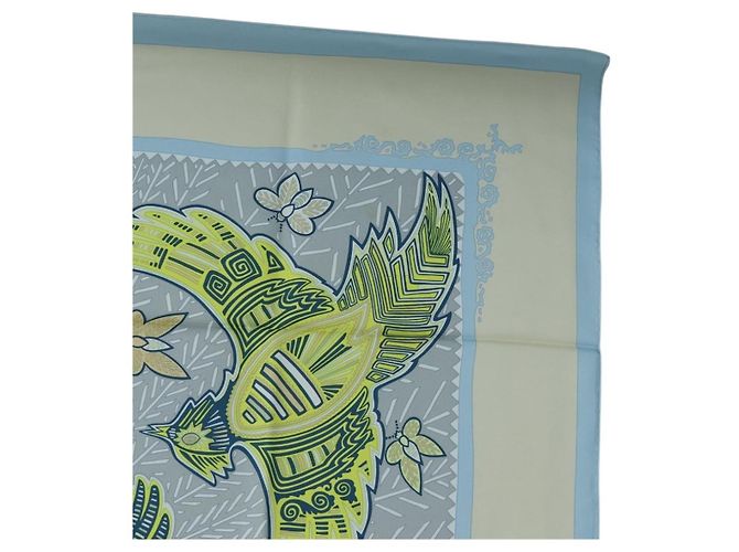 Hermès Sciarpa HERMES Carre 90 in seta "LÉGENDE KUNA PEUPLE DE PANAMA" Blue Auth ki6728M Beige - vista 4