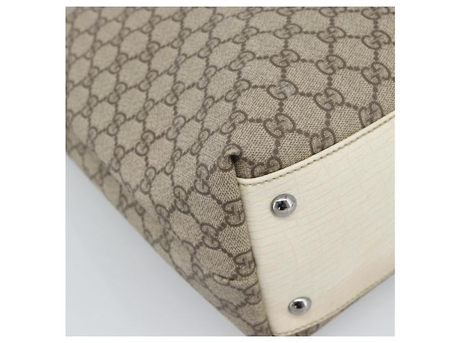Borsa Tote GUCCI GG Supreme in PVC e pelle Beige Argento 131220 Auth ep15221 - vista 15