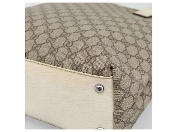 Borsa Tote GUCCI GG Supreme in PVC e pelle Beige Argento 131220 Auth ep15221 - vista 16