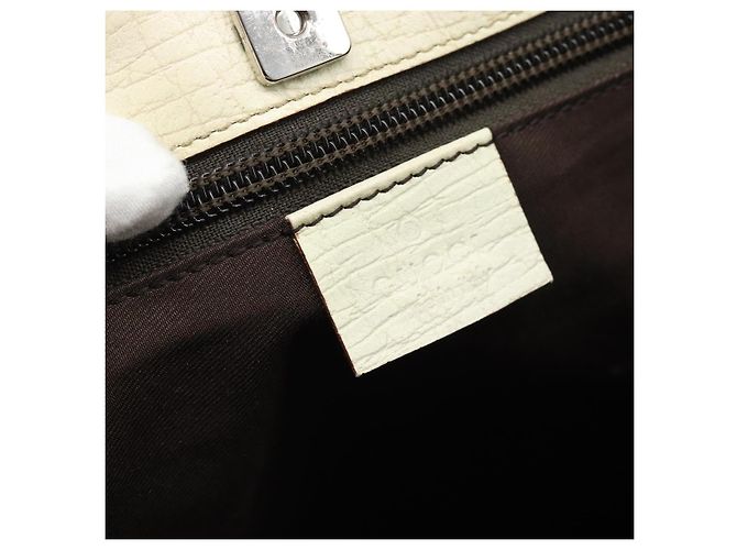 Borsa Tote GUCCI GG Supreme in PVC e pelle Beige Argento 131220 Auth ep15221 - vista 17