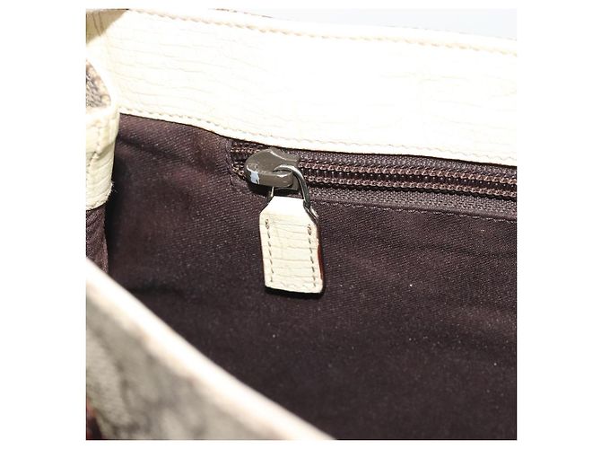 Borsa Tote GUCCI GG Supreme in PVC e pelle Beige Argento 131220 Auth ep15221 - vista 20