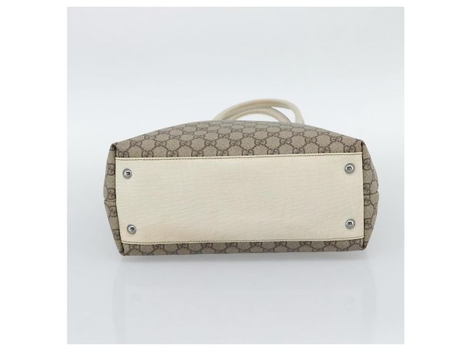 Borsa Tote GUCCI GG Supreme in PVC e pelle Beige Argento 131220 Auth ep15221 - vista 5