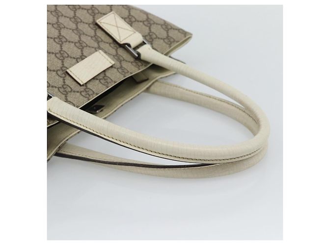 Borsa Tote GUCCI GG Supreme in PVC e pelle Beige Argento 131220 Auth ep15221 - vista 7