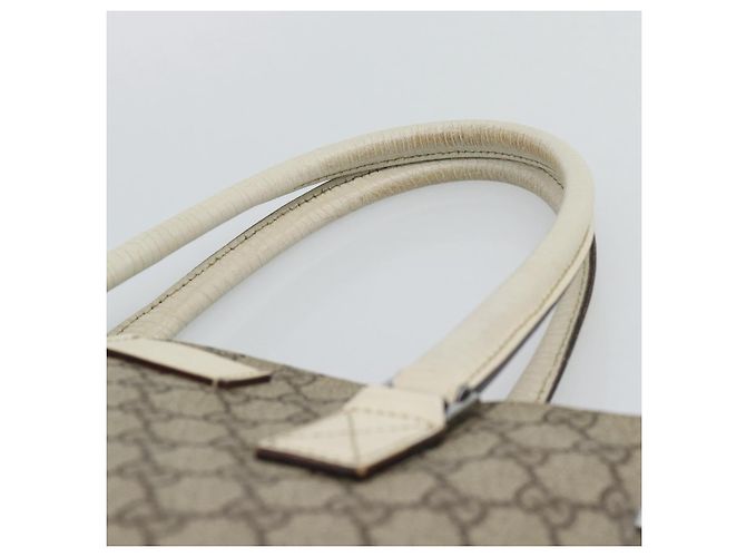 Borsa Tote GUCCI GG Supreme in PVC e pelle Beige Argento 131220 Auth ep15221 - vista 8