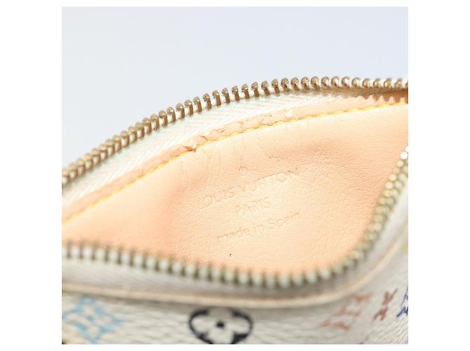 LOUIS VUITTON Monogram Multicolor Pochette Cles Purse White M92655 Auth 194618 Bianco - vista 10
