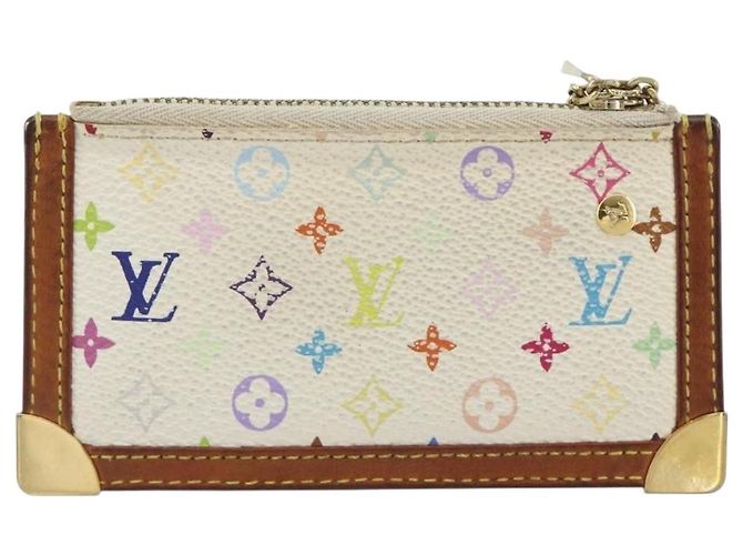 LOUIS VUITTON Monogram Multicolor Pochette Cles Purse White M92655 Auth 194618 Bianco - vista 2