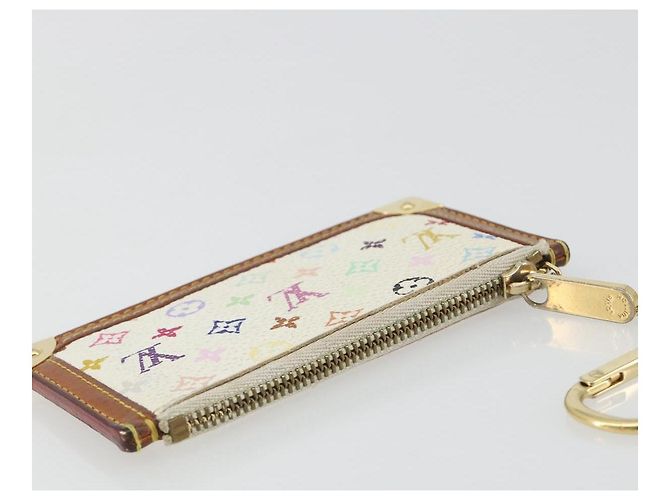 LOUIS VUITTON Monogram Multicolor Pochette Cles Purse White M92655 Auth 194618 Bianco - vista 5