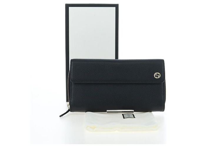 GUCCI Interlocking Round Long Wallet Leder Outlet Black 449397 Auth am12188V Schwarz - Ansicht 12