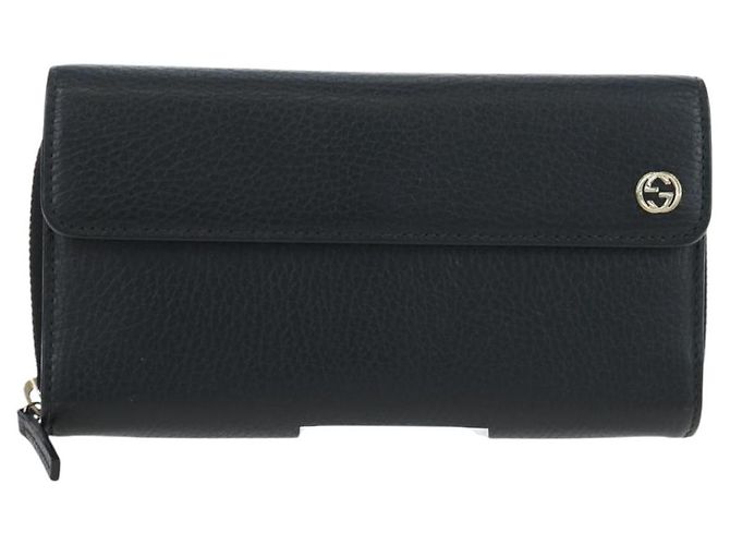 GUCCI Interlocking Round Long Wallet Leder Outlet Black 449397 Auth am12188V Schwarz - Ansicht 13