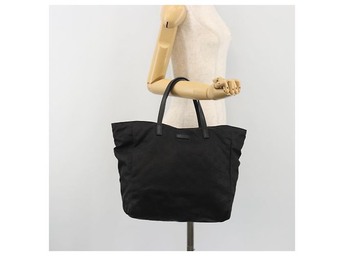 Borsa Tote GUCCI GG Canvas Nylon Nero Oro 282439 Auth ep15602 D'oro - vista 22