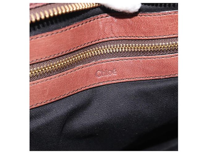 Chloé Borsa a Spalla Chloe Etel Pelle 2way Marrone Oro Auth hk3984 D'oro - vista 20