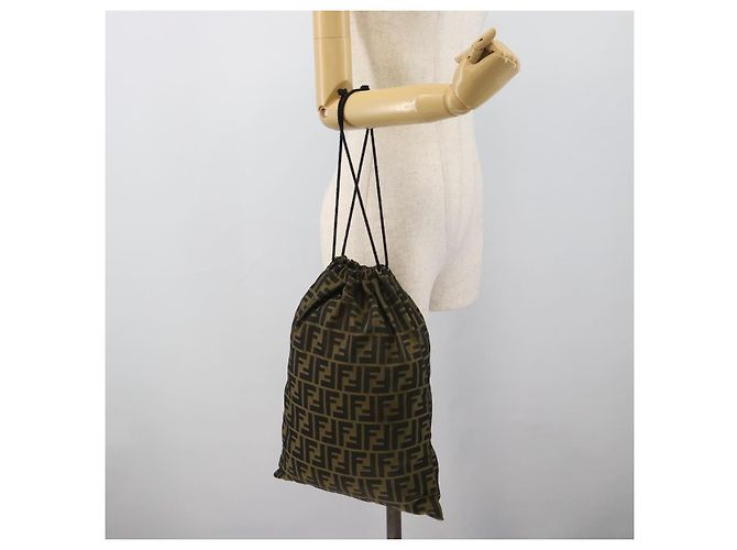 Pochette FENDI Zucca Canvas Nero Marrone Auth 194034A - vista 19