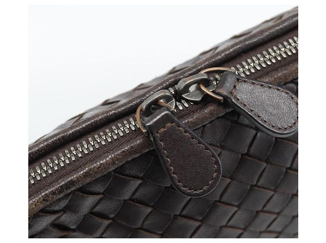 BORSA A SPALLA BOTTEGA VENETA INTRECCIATO Pelle Marrone Argento Auth BA14156 - Ansicht 10