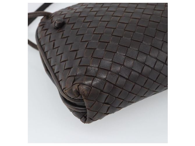 BORSA A SPALLA BOTTEGA VENETA INTRECCIATO Pelle Marrone Argento Auth BA14156 - Ansicht 14
