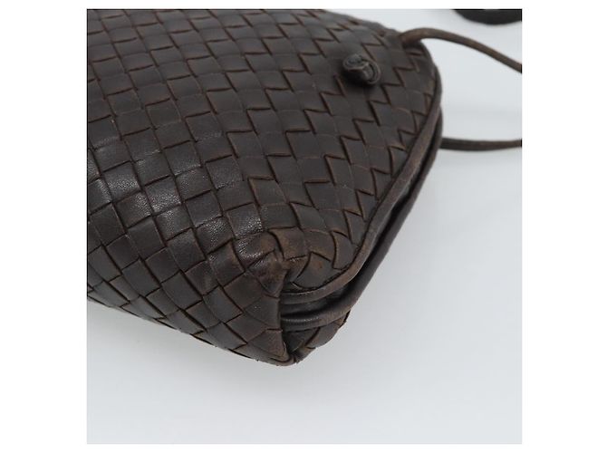 BORSA A SPALLA BOTTEGA VENETA INTRECCIATO Pelle Marrone Argento Auth BA14156 - Ansicht 15