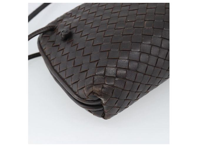 BORSA A SPALLA BOTTEGA VENETA INTRECCIATO Pelle Marrone Argento Auth BA14156 - Ansicht 16