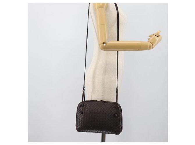 BORSA A SPALLA BOTTEGA VENETA INTRECCIATO Pelle Marrone Argento Auth BA14156 - Ansicht 22
