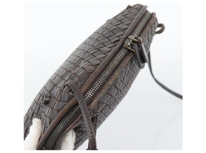 BORSA A SPALLA BOTTEGA VENETA INTRECCIATO Pelle Marrone Argento Auth BA14156 - Ansicht 6