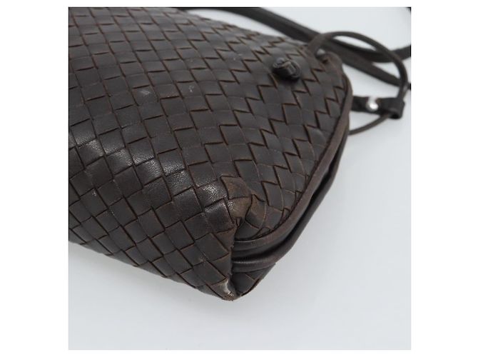 BORSA A SPALLA BOTTEGA VENETA INTRECCIATO Pelle Marrone Argento Auth BA14156 - Ansicht 9