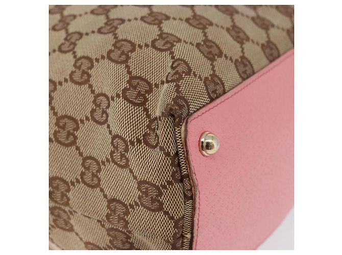 Borsa Tote GUCCI GG Canvas Beige Oro 120836 Auth 193531 D'oro - vista 15