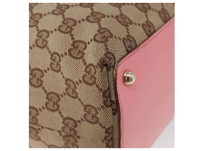 Borsa Tote GUCCI GG Canvas Beige Oro 120836 Auth 193531 D'oro - vista 17