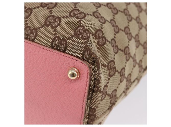 Borsa Tote GUCCI GG Canvas Beige Oro 120836 Auth 193531 D'oro - vista 18