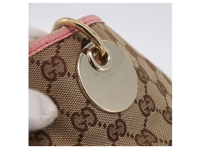 Borsa Tote GUCCI GG Canvas Beige Oro 120836 Auth 193531 D'oro - vista 19