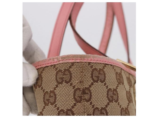 Borsa Tote GUCCI GG Canvas Beige Oro 120836 Auth 193531 D'oro - vista 4
