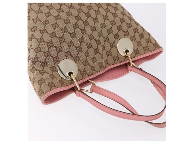 Borsa Tote GUCCI GG Canvas Beige Oro 120836 Auth 193531 D'oro - vista 7