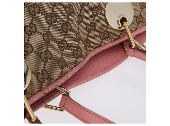 Borsa Tote GUCCI GG Canvas Beige Oro 120836 Auth 193531 D'oro - vista 8