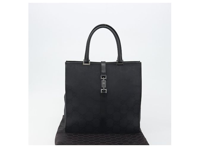 Borsa Tote GUCCI GG Canvas Nera Argento 002 1064 3444 Auth am12094V Nero - vista 12