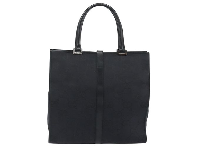 Borsa Tote GUCCI GG Canvas Nera Argento 002 1064 3444 Auth am12094V Nero - vista 2