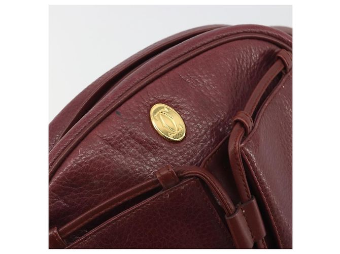 Borsa a Spalla CARTIER Must Line Pelle Bordeaux Oro Auth 194006 D'oro Bordò - vista 10
