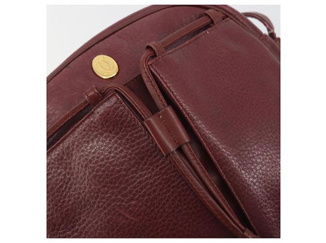 Borsa a Spalla CARTIER Must Line Pelle Bordeaux Oro Auth 194006 D'oro Bordò - vista 17