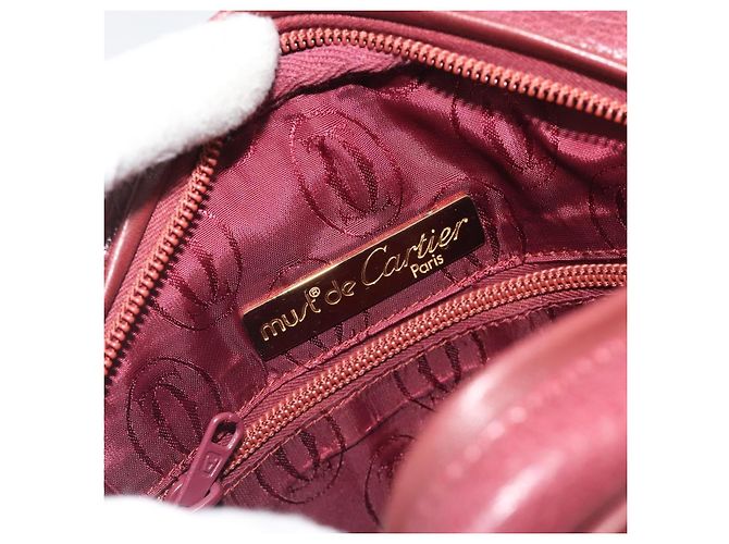 Borsa a Spalla CARTIER Must Line Pelle Bordeaux Oro Auth 194006 D'oro Bordò - vista 19