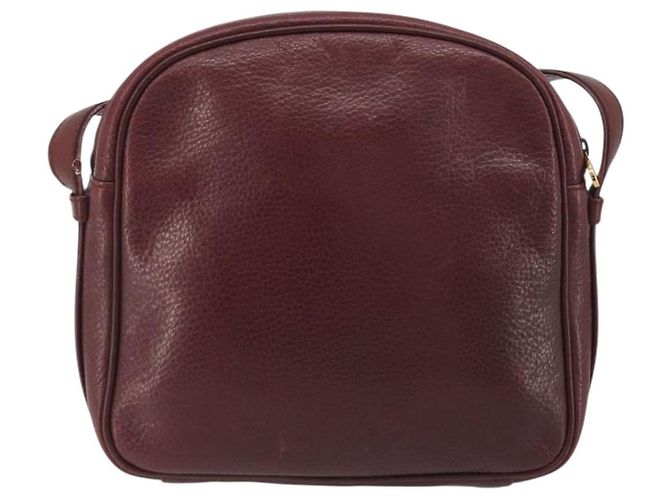 Borsa a Spalla CARTIER Must Line Pelle Bordeaux Oro Auth 194006 D'oro Bordò - vista 2