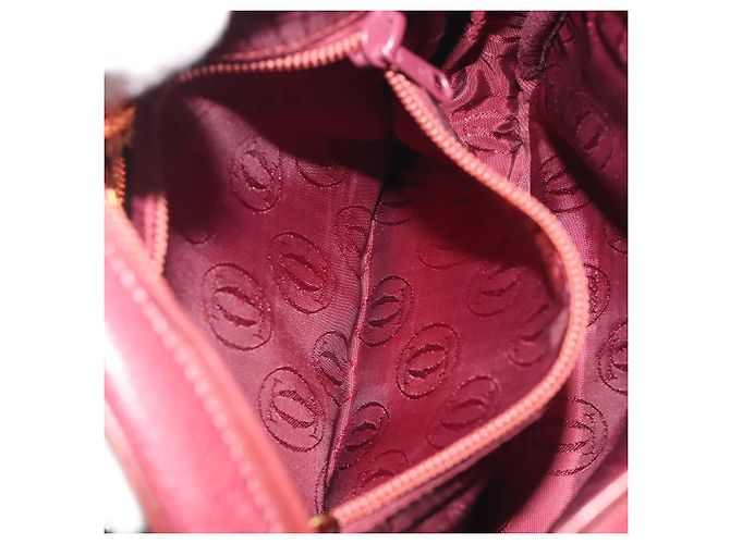 Borsa a Spalla CARTIER Must Line Pelle Bordeaux Oro Auth 194006 D'oro Bordò - vista 23