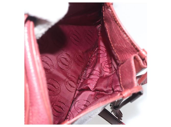 Borsa a Spalla CARTIER Must Line Pelle Bordeaux Oro Auth 194006 D'oro Bordò - vista 24