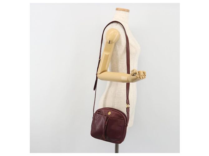 Borsa a Spalla CARTIER Must Line Pelle Bordeaux Oro Auth 194006 D'oro Bordò - vista 25