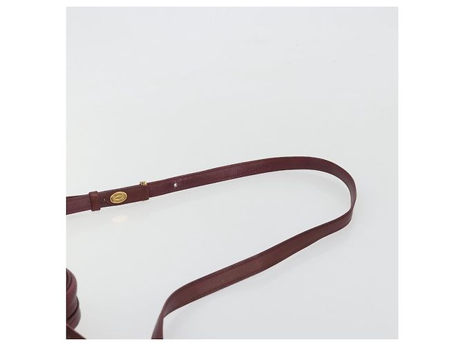 Borsa a Spalla CARTIER Must Line Pelle Bordeaux Oro Auth 194006 D'oro Bordò - vista 8