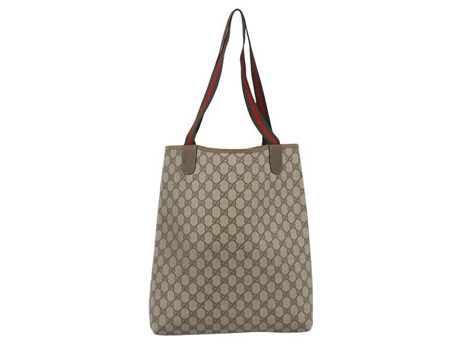 GUCCI GG Supreme Web Sherry Line Tote Bag PVC Beige 39 02 003 Auth 193140 - Ansicht 2
